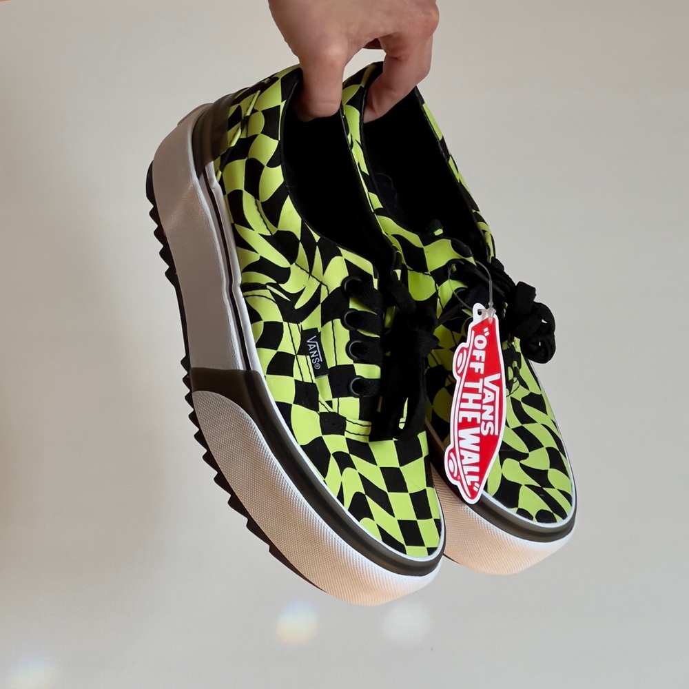 Vans Era Stacked Glow in the Dark Checkered Black and Green lace up Sneakers